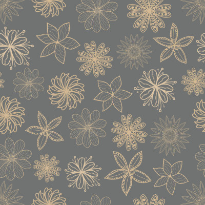 Metallic Floral on Grey Pattern