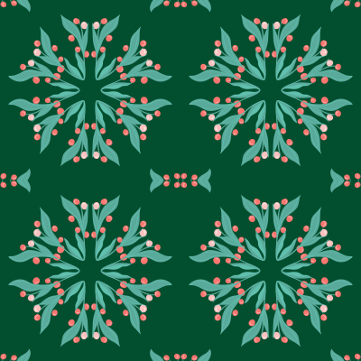 Christmas stars with berries on green