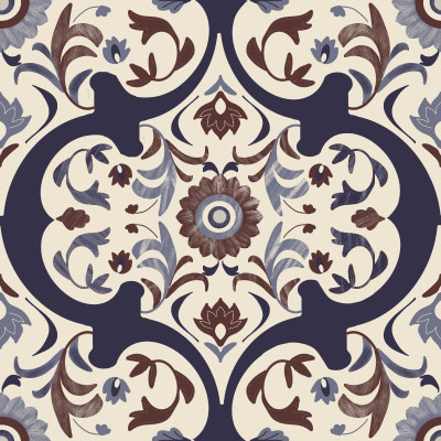 Mughal Persian Floral Ornamental Pattern Vintage Heritage Revival Design