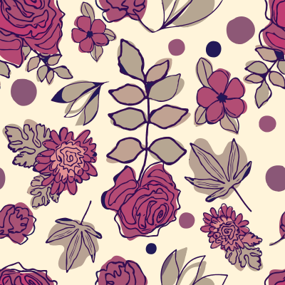 Line Art Vintage Florals