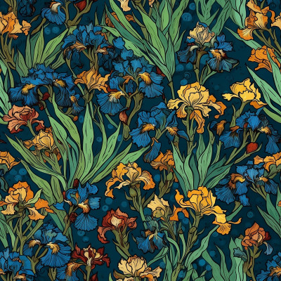 Orange-Yellow and Bluish Cyan Flowers