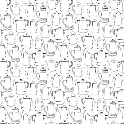 Coffee Break Pots Sketch White Wild