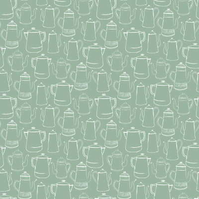 Coffee Break Pots Sketch Green Wild