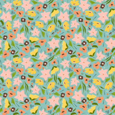 Confetti Flowers Scattered 2 Blue Wild