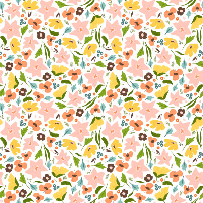 Confetti Flowers Scattered 2 White Wild