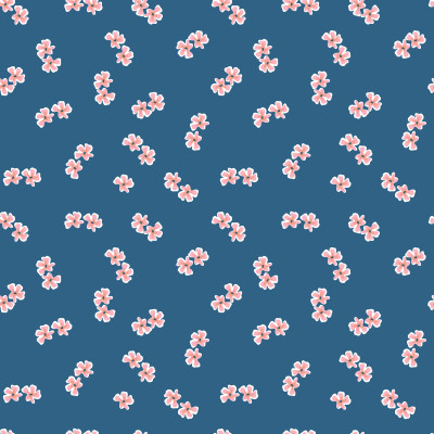 Joyful Blooms Pink on Blue Background