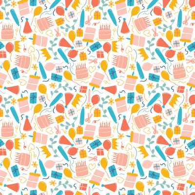 Birthday Cake Multi Colour Small Pattern