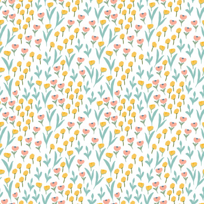 Pastel Garden Blooms White