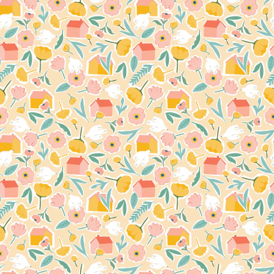 Happy Houses Pattern - Yellow