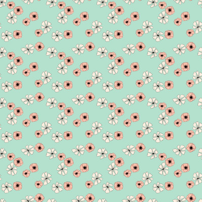 White Pink Flowers on Green