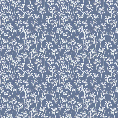 White Leaves on Blue