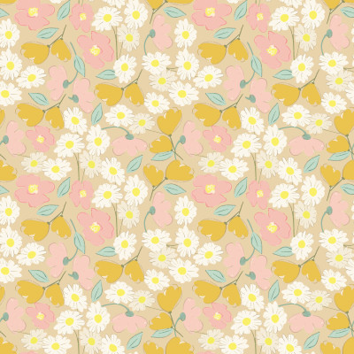 Retro Daisy Yellow on Pink