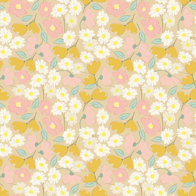 Retro Daisy Yellow on Pink