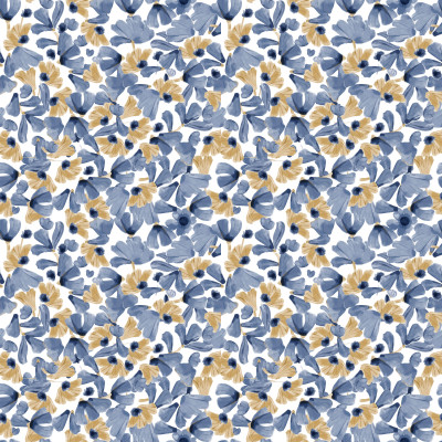 The Blues Flowers in Blue Gold and White