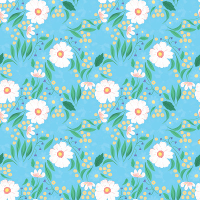 Delightful Bloom White on Blue