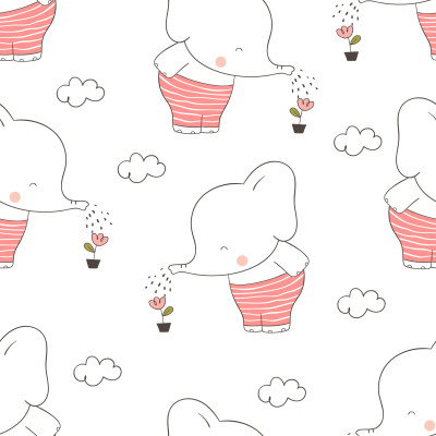 Cute Elephant Seamless Pattern