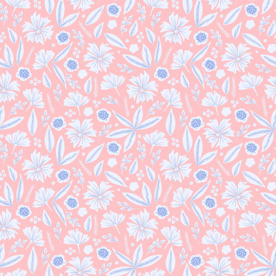 Pink Botanical Block Print