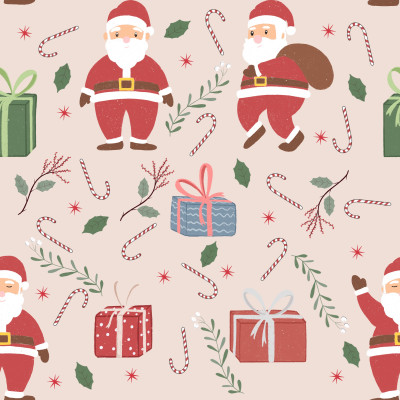 Santa with Gifts-Beige