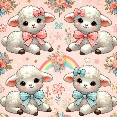 lamb rainbow pink