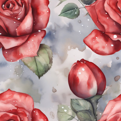 Aquarel Red Roses on Grey