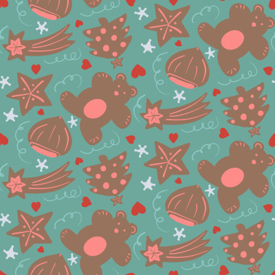 Christmas cookies on green
