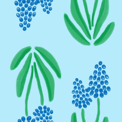 Grapes and Grapes on Blue