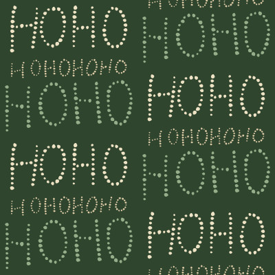 Ho Ho Ho Christmas modern dotted lettering champaigne beige on dark green Christmas