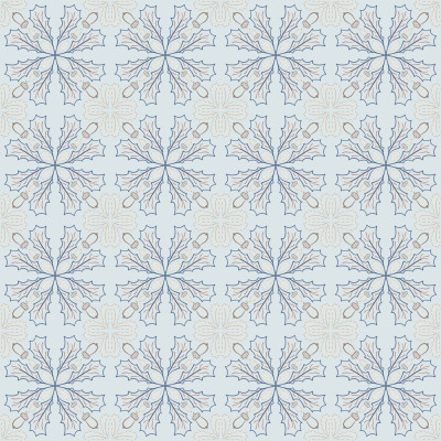 Cold blue and gray oak leaves and acorns autumn fall and winter geometric