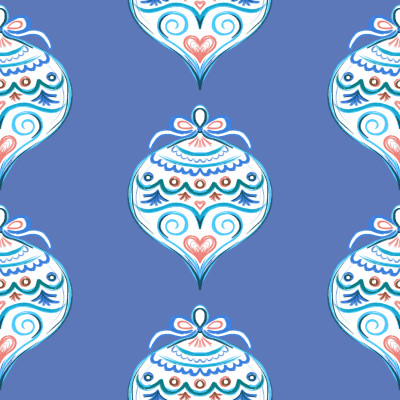 White and blue Christmas ornaments