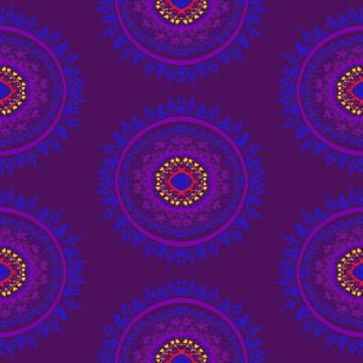 Blue and magenta tropical mandala on purple