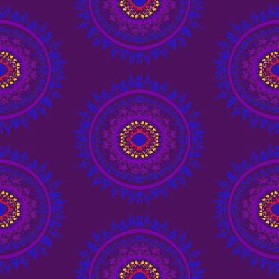 Blue and magenta tropical mandala on purple