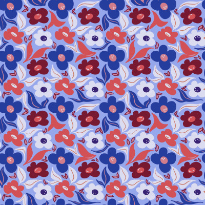 Bold scandinavian flowers in blue and pink
