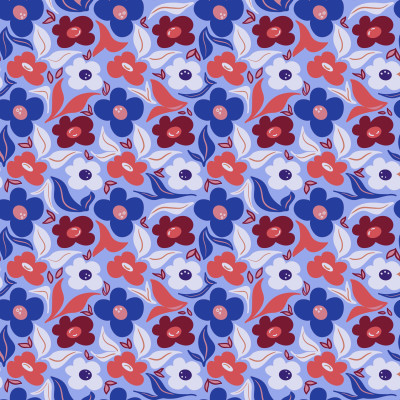 Bold scandinavian flowers in blue and pink