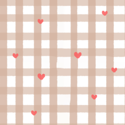 Gingham Hearts (Beige)