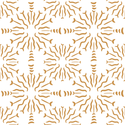 Geometric mustard yellow flower ornaments on white