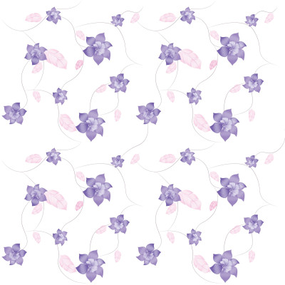 Linocut lilac and pink floral