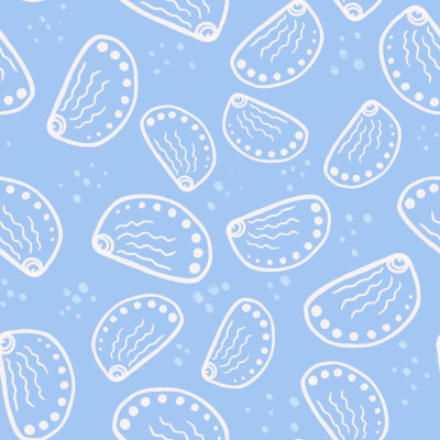 Mediterranean Sea Shells toss in sky blue