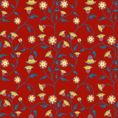 Vintage Florals Bright Red