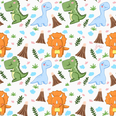 Cute Dinosaurs Seamless Pattern Square Pillow