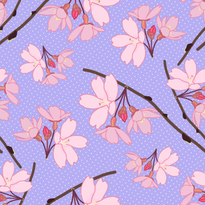 Floral Branch in Lavender and Blush